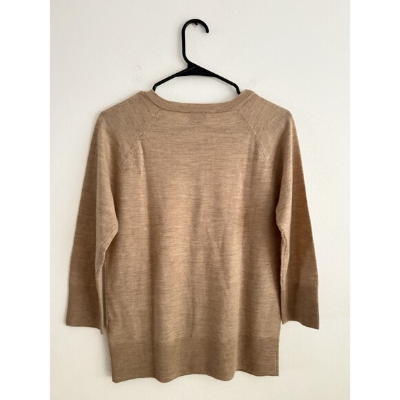 Talbots Pure Merino Wool Knit Button Up Cardigan Sweater Women M Tan Career New - Picture 2 of 6